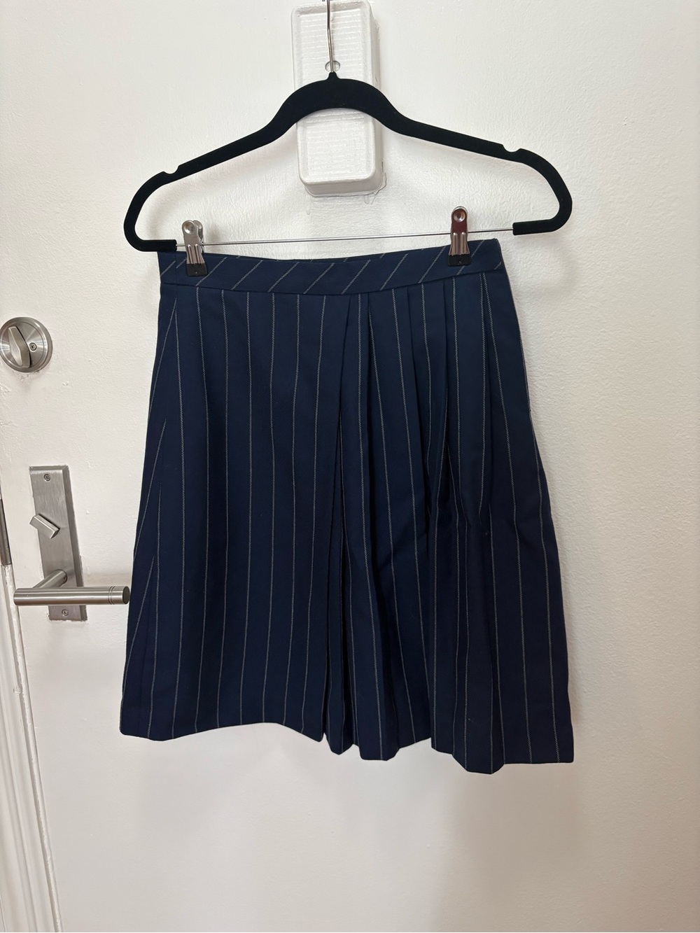 Brooks Brothers Navy Pinstripe Pleated Skirt